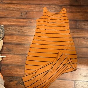 Striped Orange Sleeveless Dress